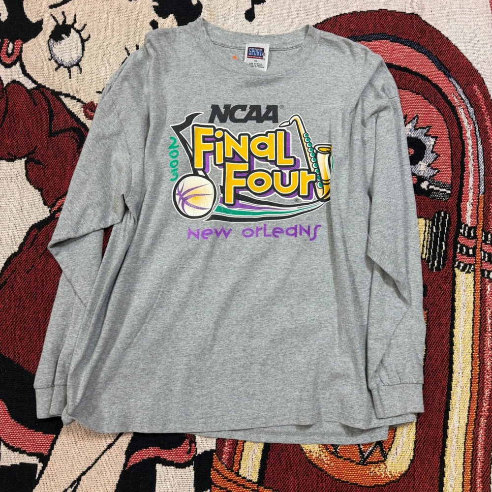 Vintage 2003 NCAA Final Four New Orleans Sport Attack Grey Long Sleeve Shirt XL